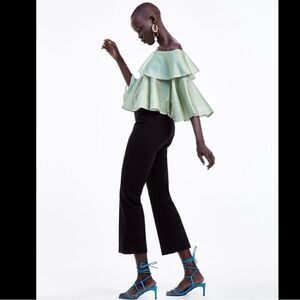 ZARA OFF THE SHOULDER TOP WITH METALLIC THREAD